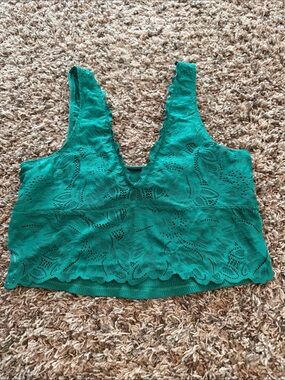 aerie emerald green Lace Cropped Tank
